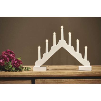 LED Різдвяний свічник 7xLED/2xAA білий