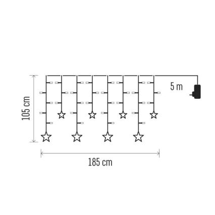 LED Рождественская штора 115xLED/1,35W 6,85x1,05 m тёплый белый