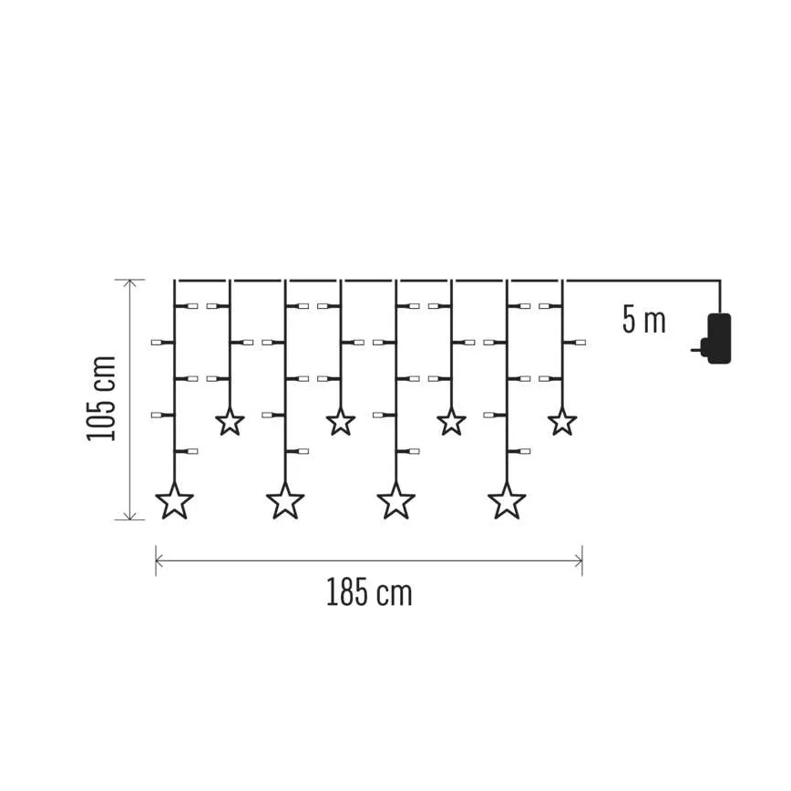 LED Рождественская штора 115xLED/1,35W 6,85x1,05 m тёплый белый