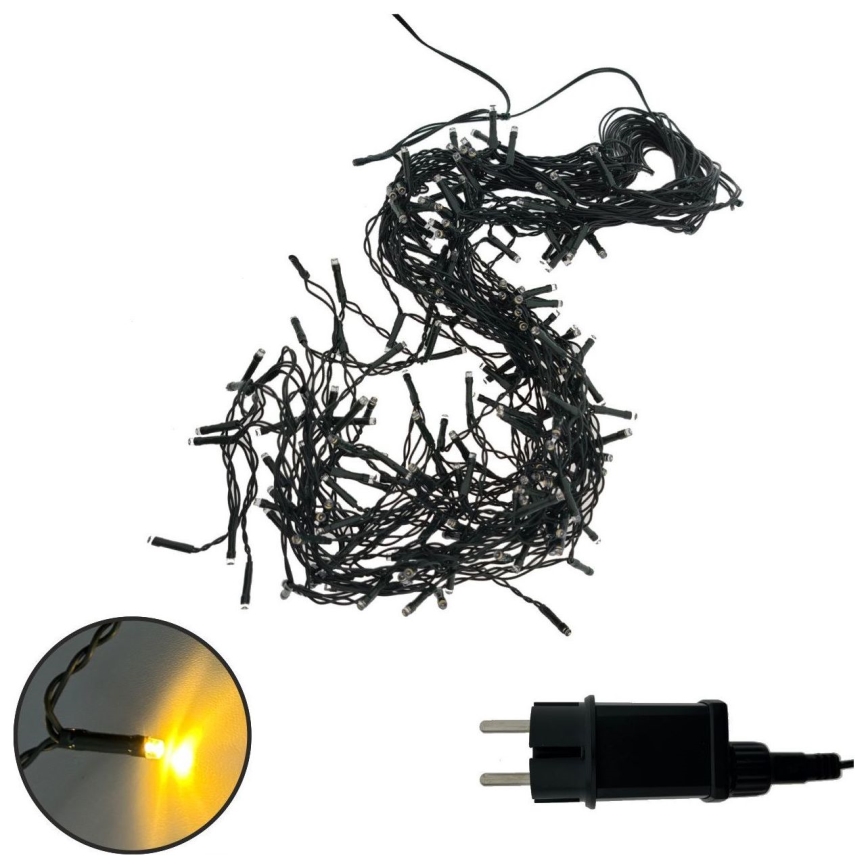 LED рождественская уличная гирлянда, 200 светодиодов, 230 В, 7,6 м, IP44, чёрная