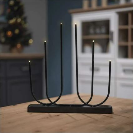LED рождественский подсвечник 6xLED/2xAA чёрный