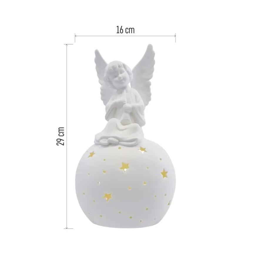 LED Рождественское украшение LED/0,4W/2xAA керамический ангел