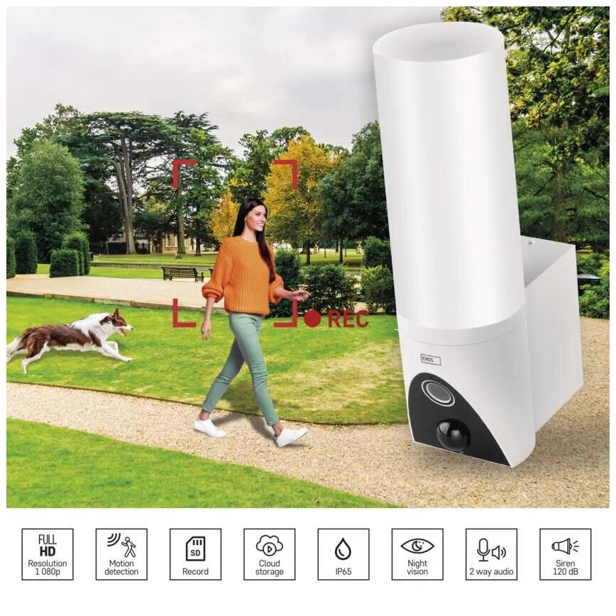 LED Розумна вулична камера зі світлом GoSmart LED/12W/230V IP65 Wi-Fi Tuya білий
