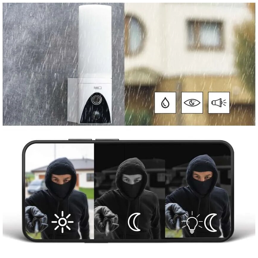 LED Розумна вулична камера зі світлом GoSmart LED/12W/230V IP65 Wi-Fi Tuya білий