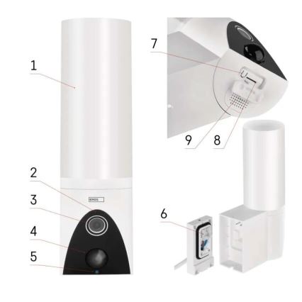 LED Розумна вулична камера зі світлом GoSmart LED/12W/230V IP65 Wi-Fi Tuya білий