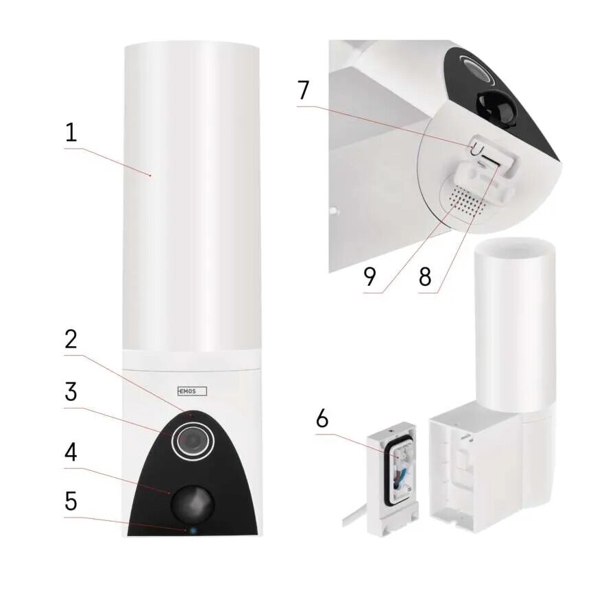 LED Розумна вулична камера зі світлом GoSmart LED/12W/230V IP65 Wi-Fi Tuya білий