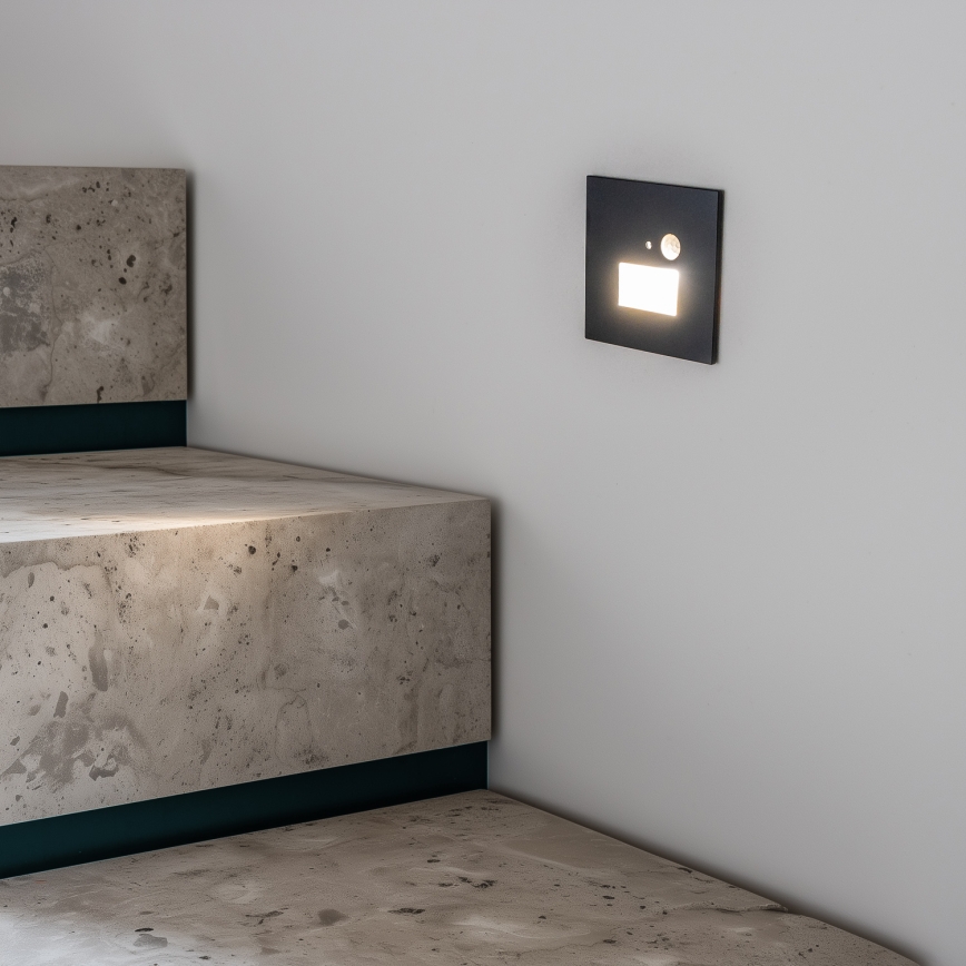 Світлодіодний сходовий світильник із датчиком руху та сутінковим датчиком LED/1,5W/230V 3000/4000/6000K антрацит