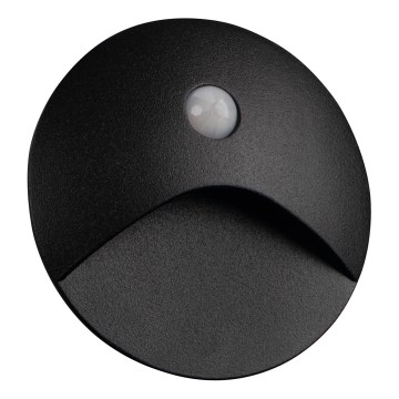 LED сходовий світильник з датчиком руху та сутінковим датчиком EXIN LED/2,5W/230V 3000K IP65 чорний круглий