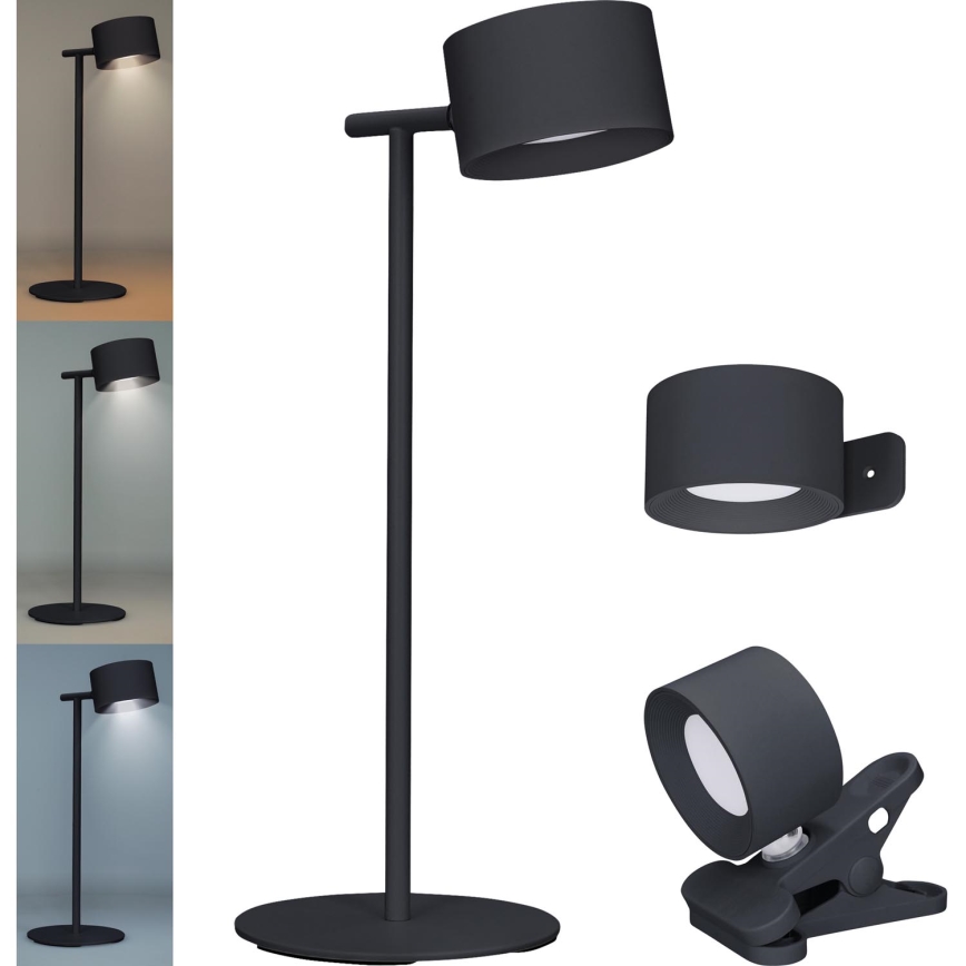 LED Сенсорна акумуляторна лампа з регулюванням яскравості 3в1 LED/4W/2000 mAh 3000/4000/6500K чорний