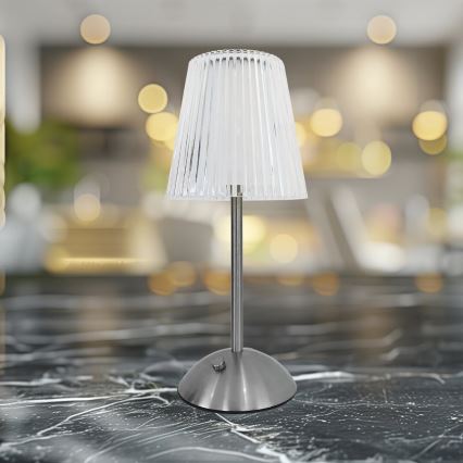 LED Сенсорна настільна LED лампа акумуляторна з регулюванням яскравості ELBA LED/1,6W/800 mAh матовий хром/прозорий
