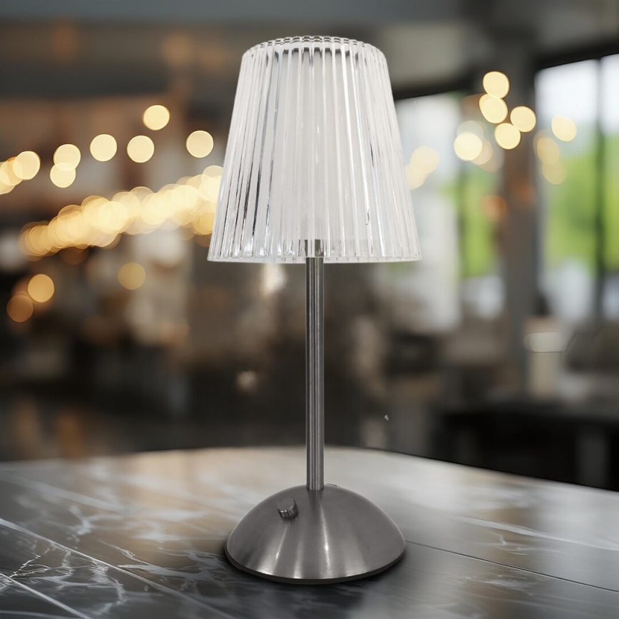LED Сенсорна настільна LED лампа акумуляторна з регулюванням яскравості ELBA LED/1,6W/800 mAh матовий хром/прозорий