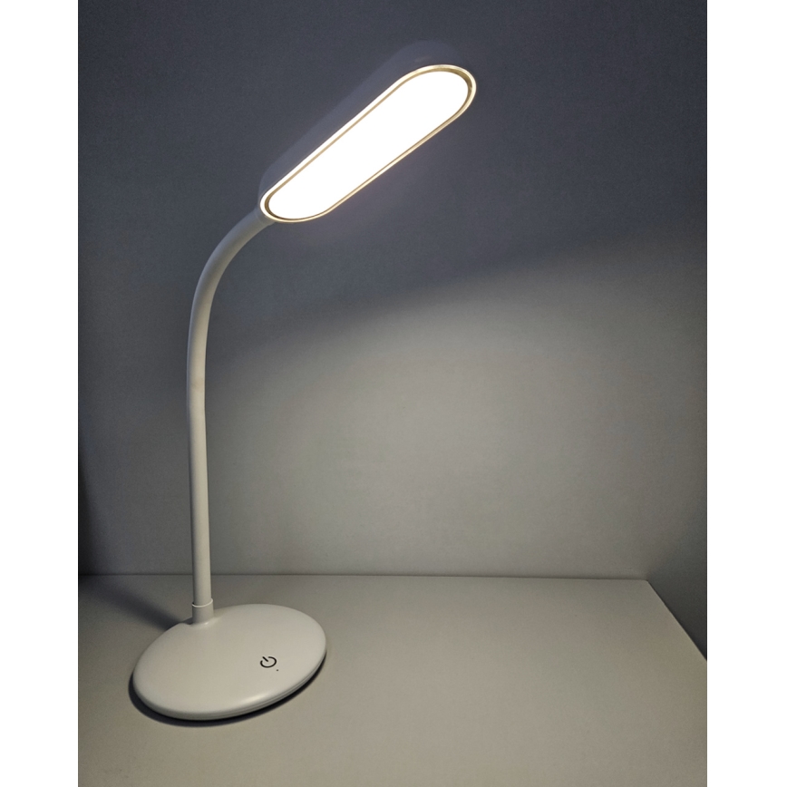 LED Сенсорна гнучка настільна лампа з регулюванням яскравості LED/6W/5V USB 1200 mAh білий