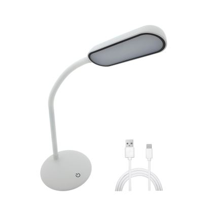LED Сенсорна гнучка настільна лампа з регулюванням яскравості LED/6W/5V USB 1200 mAh білий