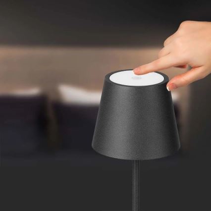 Світлодіодна регульована сенсорна настільна лампа, акумуляторна LED/3W/5V 4000 mAh 3000K чорна