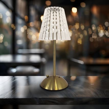 LED Сенсорна настільна LED лампа акумуляторна з регулюванням яскравості ELBA LED/1,6W/800 mAh 3000/4000/6000K золотий/прозорий