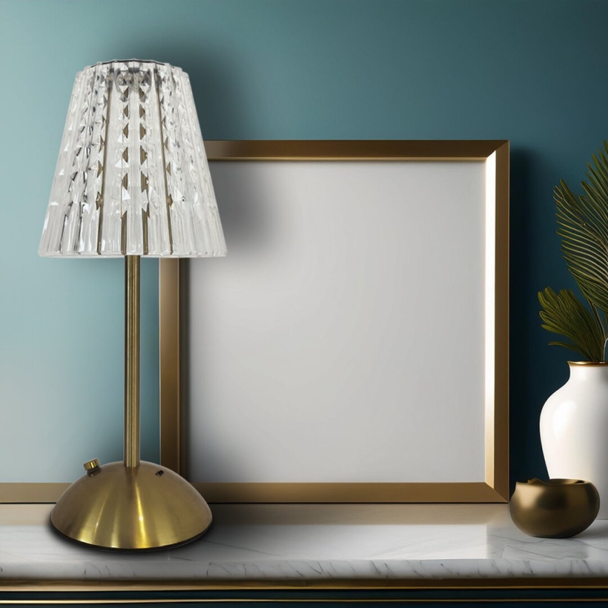 LED Сенсорна настільна LED лампа акумуляторна з регулюванням яскравості ELBA LED/1,6W/800 mAh 3000/4000/6000K золотий/прозорий