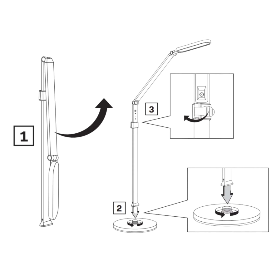 LED сенсорний торшер з регулюванням яскравості FERRARA LED/13W/230V 3000/4000/6000K чорний