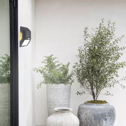 Светодиодный солнечный настенный светильник с датчиком LED/3W/3,7V 3000/4000K 1200 mAh IP54 антрацит