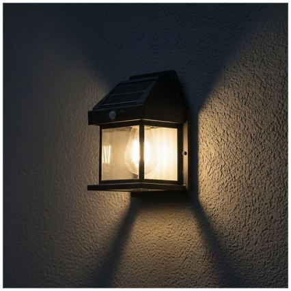 LED солнечный настенный светильник с датчиком OMVIA LED/3,7V 3000K IP44 1200 mAh