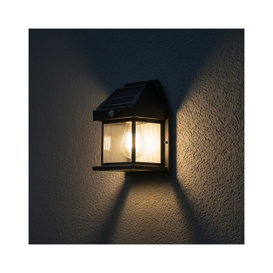 LED солнечный настенный светильник с датчиком OMVIA LED/3,7V 3000K IP44 1200 mAh