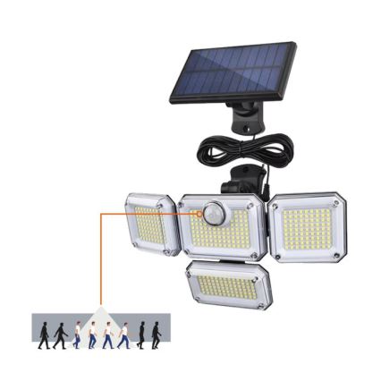 LED солнечный прожектор с датчиком GLOW LED/2,5 Вт/3,7 В 6500 К IP44 2400 мА·ч + пульт дистанционного управления
