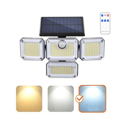 LED солнечный прожектор с датчиком GLOW LED/2,5 Вт/3,7 В 6500 К IP44 2400 мА·ч + пульт дистанционного управления