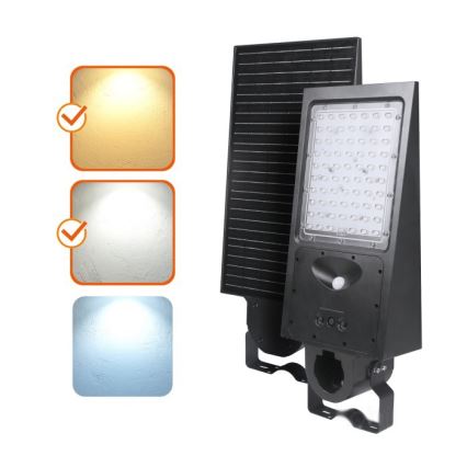 Диммируемый LED солнечный уличный светильник с датчиком STREET LED/30W/9,6V 3000/4000K 6000 mAh IP65 + пульт дистанционного управления