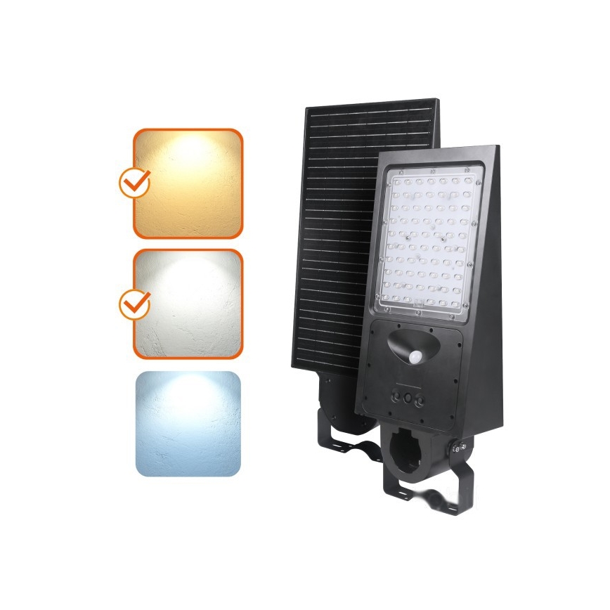 Диммируемый LED солнечный уличный светильник с датчиком STREET LED/30W/9,6V 3000/4000K 6000 mAh IP65 + пульт дистанционного управления