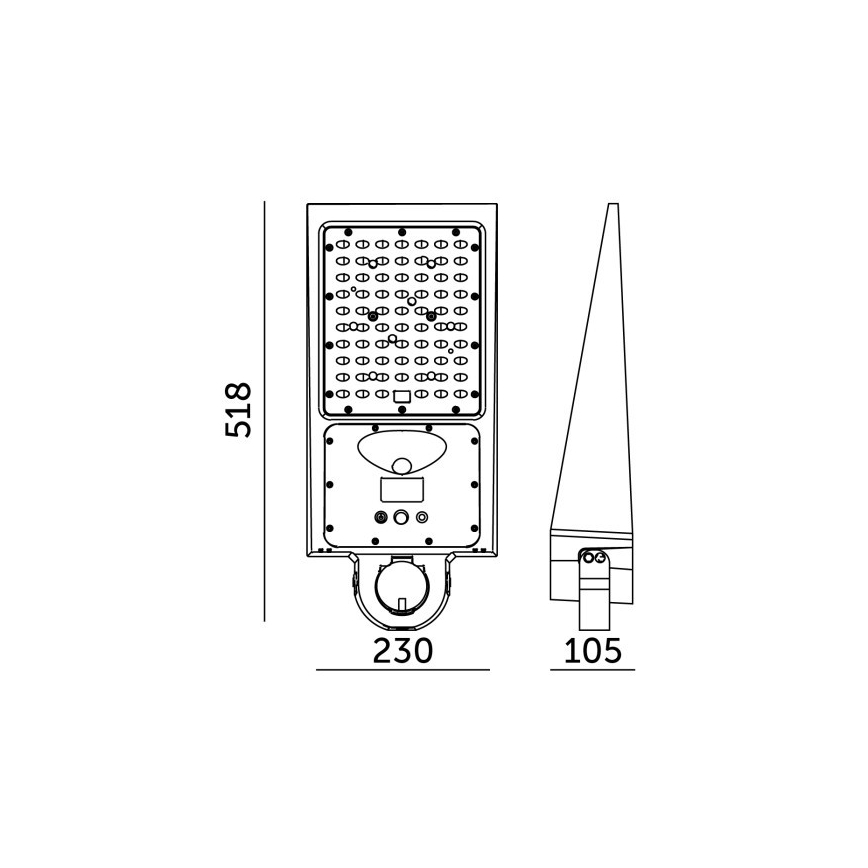 Диммируемый LED солнечный уличный светильник с датчиком STREET LED/30W/9,6V 3000/4000K 6000 mAh IP65 + пульт дистанционного управления
