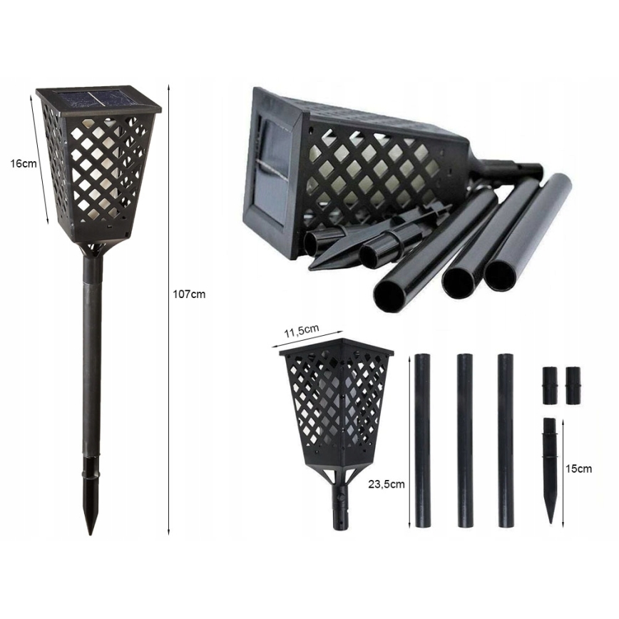 LED солнечная лампа с датчиком LED/0,6W/5,5V IP65 2000 mAh 107 cm черная