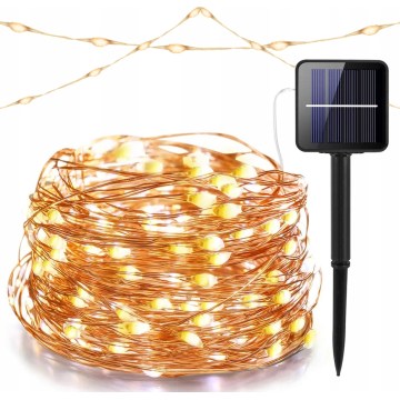 LED сонячна декоративна гірлянда 100xLED/1,2V 800 mAh 7 m IP44 чорна