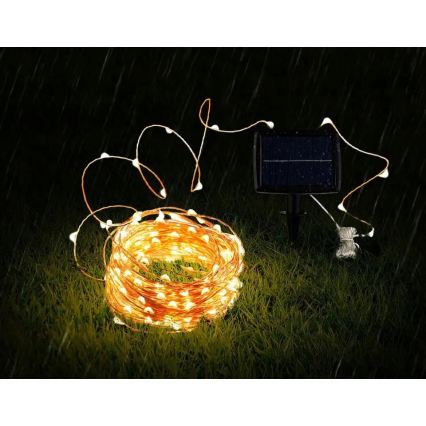 LED сонячна декоративна гірлянда 100xLED/1,2V 800 mAh 7 m IP44 чорна