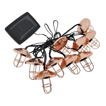 LED сонячна гірлянда 10xLED/1,2V 300 mAh 3,8 m IP44 мідного кольору