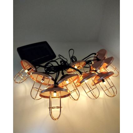 LED сонячна гірлянда 10xLED/1,2V 300 mAh 3,8 m IP44 мідного кольору