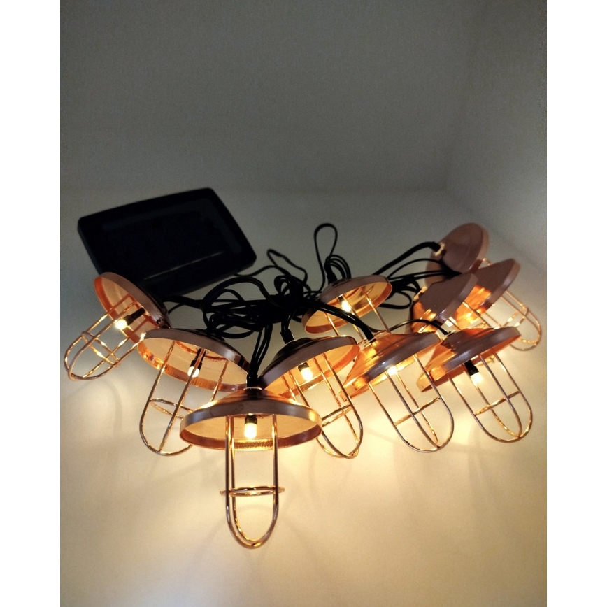 LED сонячна гірлянда 10xLED/1,2V 300 mAh 3,8 m IP44 мідного кольору