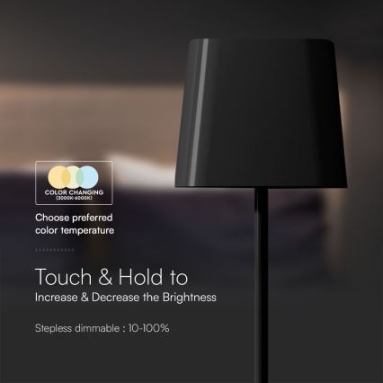 Світлодіодна сонячна регульована магнітна сенсорна заряджувальна настільна лампа LED/5W/5V 3000-6000K 3600 мАг IP65 чорна