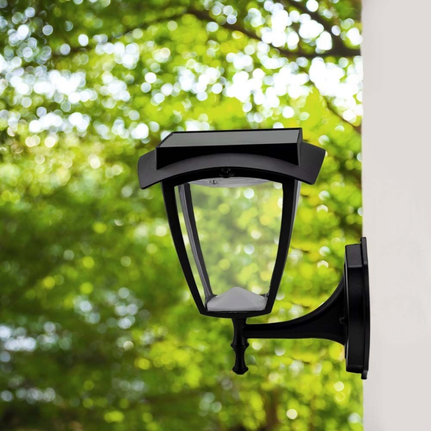 LED сонячна настінна лампа LED/2W/3,7V 3000/6000K IP65 2200 mAh чорна