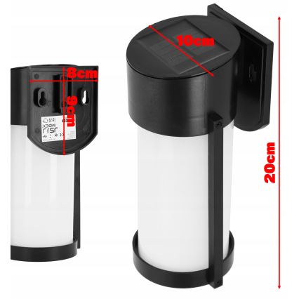 LED сонячна настінна лампа LED/3,7V 300 mAh IP44 чорна