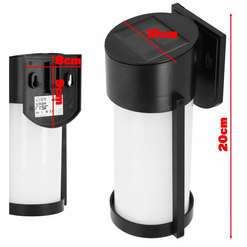 LED сонячна настінна лампа LED/3,7V 300 mAh IP44 чорна
