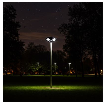 LED сонячна вулична лампа з регульованою яскравістю та датчиком, LED/15W/6V, 11000 mAh, 6500K, IP65, чорна + пульт дистанційного керування
