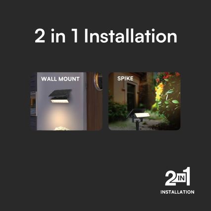 Світильник сонячний LED 2в1 LED/0,9 Вт/3,7 В 3000K IP65 1200 мАг чорний