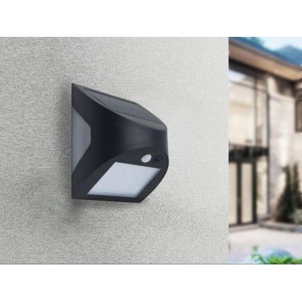 LED сонячний настінний світильник з датчиком LED/3W/3,7V 3000/4000K 1200 mAh IP54 чорний