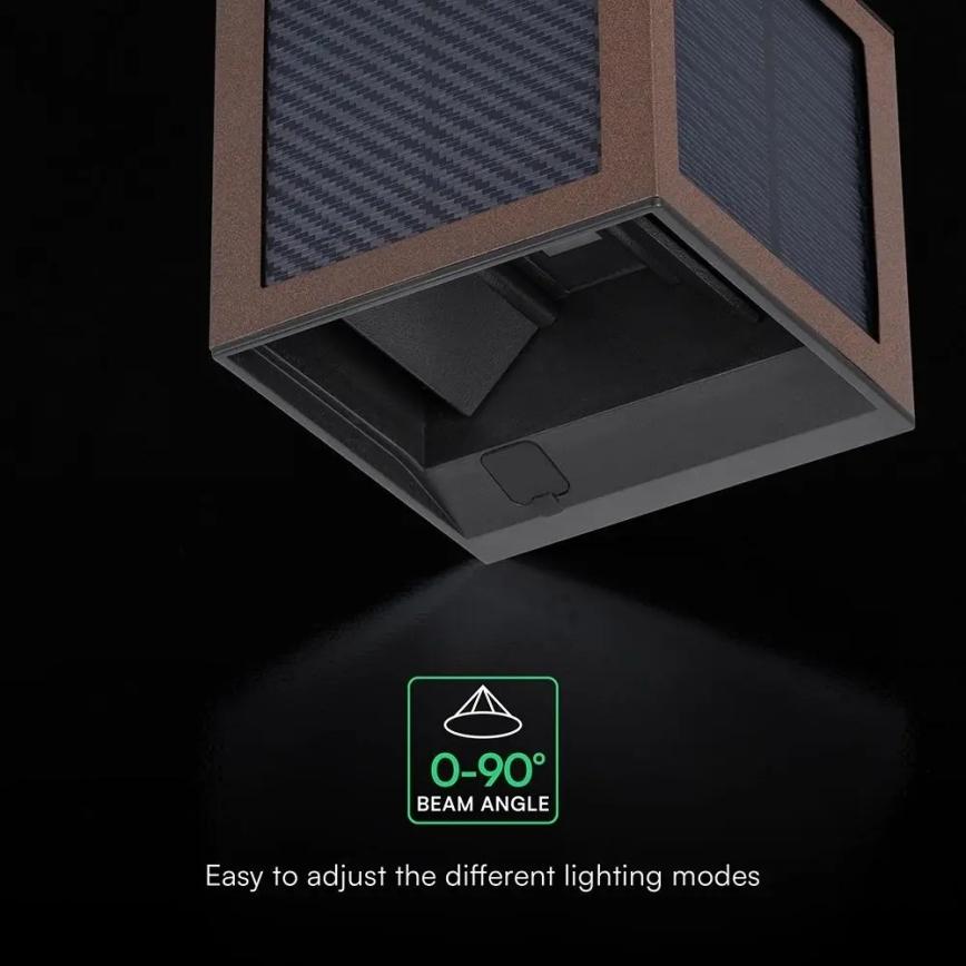 LED сонячний настінний світильник з датчиком LED/9W/3,7V 3000/4000/6000K IP65 2600 mAh коричневий