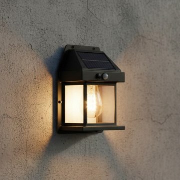 LED сонячний настінний світильник з датчиком OMVIA LED/3,7V 3000K IP44 1200 mAh