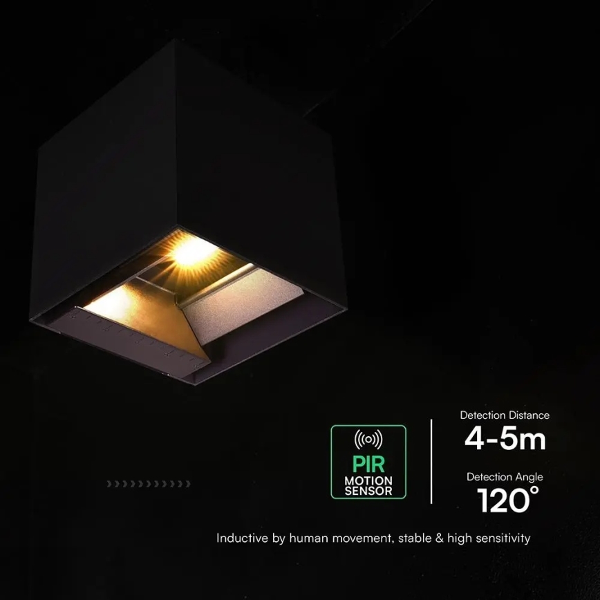 Сонячний настінний світильник LED із датчиком — 9 Вт, 3,7 В, 3000/4000/5000 К, IP65, акумулятор 2600 мА·год, чорний