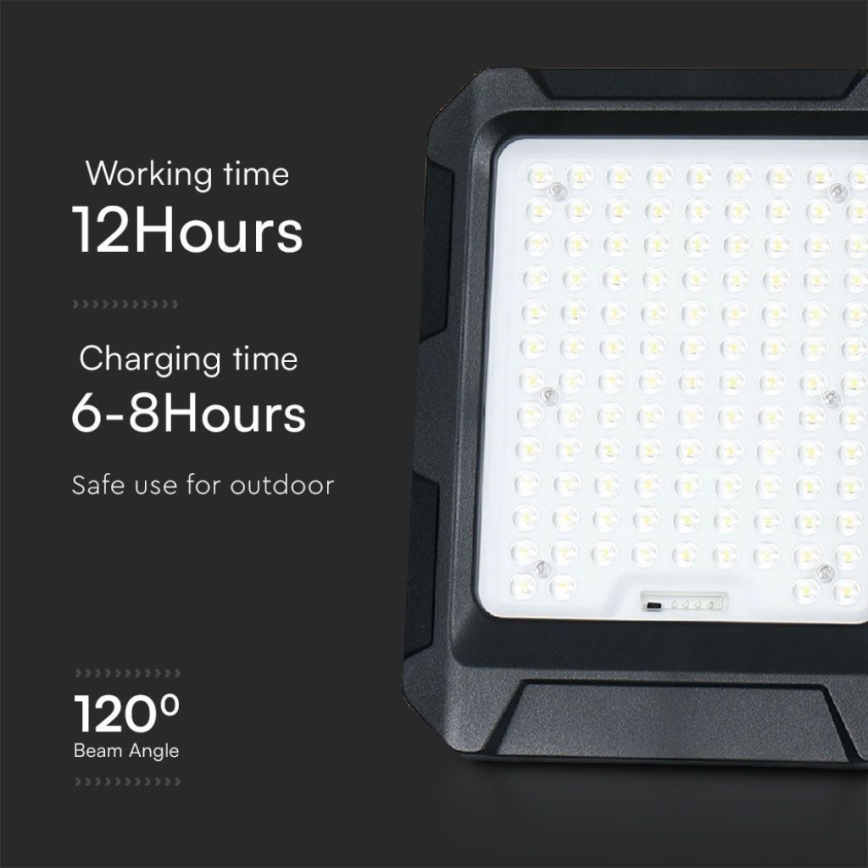 Світлодіодний сонячний прожектор LED/15W/3,7V IP65 4000K 12000 mAh чорний + дистанційне керування