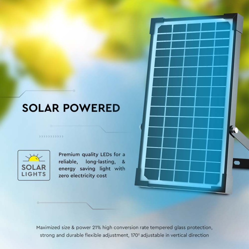 Світлодіодний сонячний прожектор із сенсором LED/30W/6,4V 4000K 6000 мАг + дистанційне керування