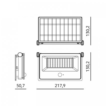 Сонячний LED-прожектор з датчиком NCS G2 LED/30W/3,7V 3000/4000/6500K IP54 5200 mAh