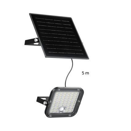 LED сонячний прожектор з регульованою яскравістю та датчиком LED/10W/3,7V 3000/4000K IP65 3600 mAh + пульт дистанційного керування