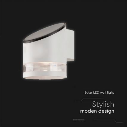 Світлодіодний зовнішній сонячний настінний світильник LED/1W/3,7V 3000K IP54 1200 мАг білий